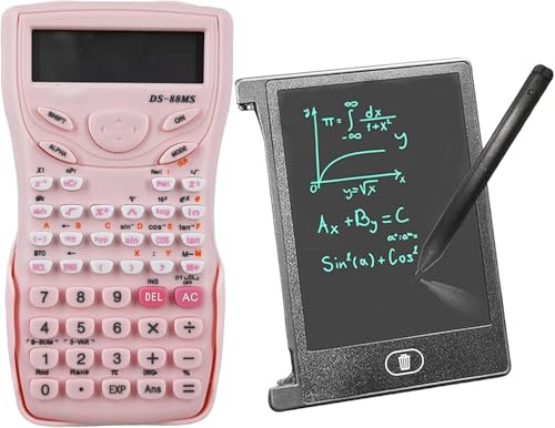 Calculadora Científica DS-88MS Portátil con Bloc de Notas LCD de 4,4 Pulgadas, 240 Funciones para Ingeniería, Escuela y Oficina (Rosa)