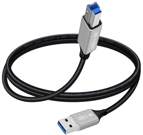 YINGAYOU Cable Impresora USB 3.0 USB A USB Type B 3.0 Supervelocidad de 5 Gbps, para Escáneres, Discos Duros Externos e Impresoras Multifunción (USB A, 0.5 m)