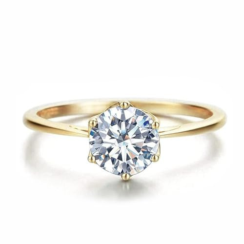 Epinki Au375 Gold Verlobungsring, 0.7ct Moissanit Pärchen Ringe 6 Klaue Solitär, 9K Gelbgold Ringe Echtes ohne Nickel, Gr.62 (19.7)