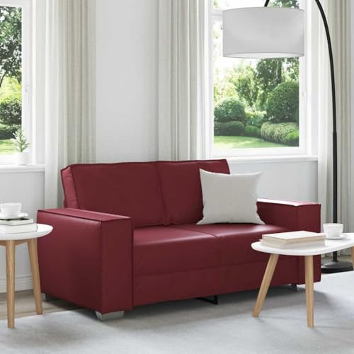GeenYuu Weinrotes Sofa, 160x78x84 cm, atmungsaktiver Stoff, Robustes Metall-Sperrholz-Gestell, Bequeme 2-Sitzer Couch für Wohnzimmer