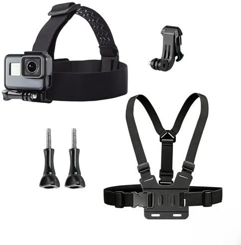 Chest Mount & Head Mount for GoPro Hero 13 12 11 10 9 8 7/ AKASO EK7000 Pro V50 Elite/DJI Osmo/WOLFANG/Apexcam/Jadfezy Action Camera, Chest Phone Holder & Head Strap Harness Kit for Sports Cameras