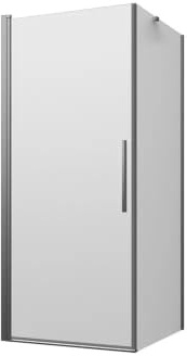 Box doccia 80x70cm con apertura a battente e parete fissa, profili cromati e vetro da 6mm opaco h195 | Elba