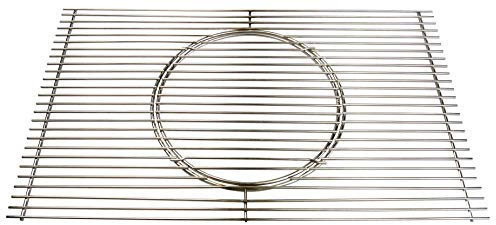 AKTIONA Edelstahl Grillrost 67 x 40 cm Expert + Griffe + Ø 29 cm herausnehmbaren runden Grillrost nur 12 mm Stababstand, Stäbe Ø 4mm !!!, stabil