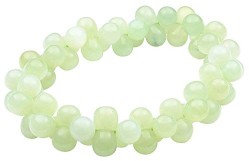 Edelstein-Armband Armschmuck aus Jade hellgrün in DNA-Form, glänzend, dehnbar, endlos