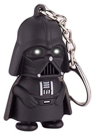 Pimp My Shoes White Eye Darth Vader Novelty Cartoon Light Up & Sound Keyrings chain chains bag clip charm for Christmas Birthday Stocking Filler Small Gift Set Ideas