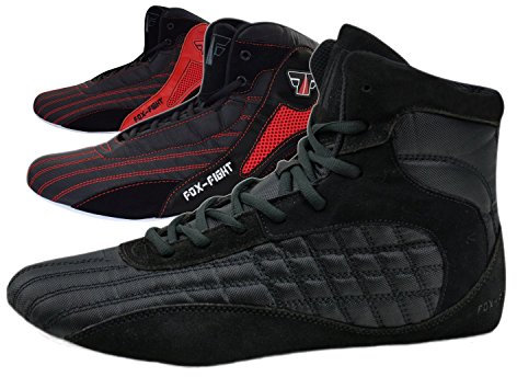 FOX-FIGHT B7 Kampfsport Schuhe | für Damen und Herren | Atmungsaktiv Flexibel | Wildleder | Ringerschuhe | Athletik Fitnesschuhe Bodybuilding | 43 / Black