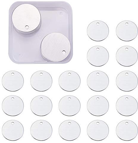 BENECREAT 30 Pack Stanzen Blanks Aluminium Blank Anhanger fur Armband Ohrring Anhanger Charms Erkennungsmarken 2.5x2.5cm, Runde Form, 1.3mm dick