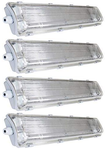 pureled SET 4x LED Feuchtraumleuchte Wannenleuchte IP65 8x T8 LED 60cm 9W 6000K G13 Bürolampe (4x kaltweiß)