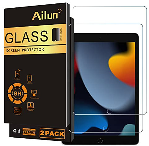 Ailun Protector de Pantalla Compatible con iPad 8, iPad 7 (10.2 Pulgadas, Modelo 2020 y 2019, 8ª y 7ª generación) [2 Unidades] Vidrio Templado [Compatible con lápiz Apple]