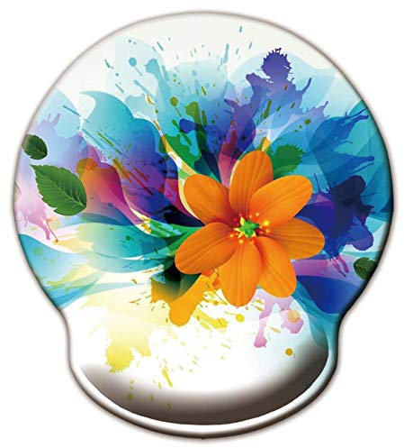 Jahosin Tappetino per mouse con supporto per il polso, ergonomico in memory foam, base in gomma antiscivolo per computer e ufficio 25x23 Yellowflower