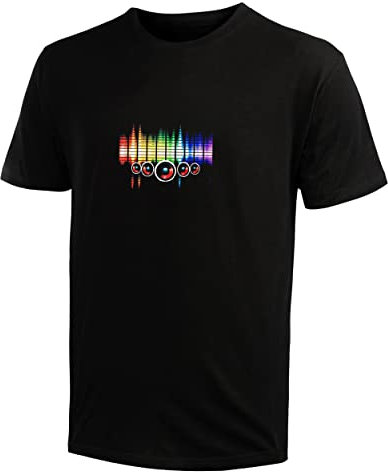 LED T-Shirt, leuchtet im Dunkeln, reagiert auf Musik, für Festival, Party, Geburtstag, Junggesellenabschied, Trash Party Outfit