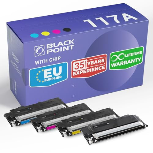 BLACK POINT Toner 4er Set Kompatibel zu HP 117A 43 % mehr Effizienz W2070A W2071A W2072A W2073A für HP Color Laser MFP 179fwg MFP 179fnw MFP 178nwg 178nw 150a 150nw