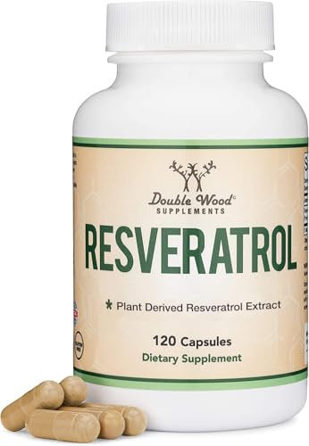 Resveratrol 500mg Per Serving, 120 Capsules (Natural Resveratrol Polygonum Root Extract Providing 50% Trans-Resveratrol) Healthy Aging Support by Double Wood Supplements