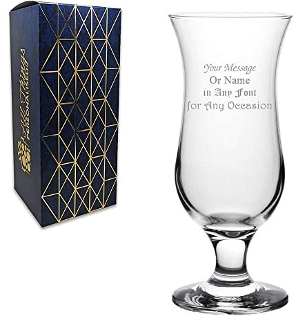 Personalised Engraved 16.5oz Hurricane Cocktail Drinking Glass, Gift Boxed, Personalise with Anything for Anyone
