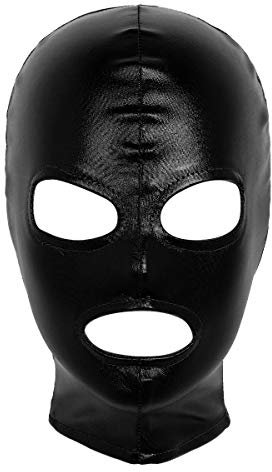 inlzdz Unisex Maschera a Testa Copricapo Uonimi Copriviso Accessori Erotici Cosplay Sexy Latex Gioco di Ruolo Cappuccio Carnevale Cappello Mask Festa in Mascherata Nero Taglia unica