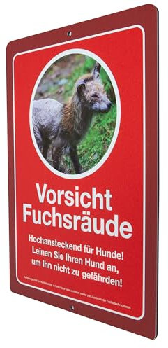 AllesKlaro® - 10 Stk. Schilder Warnung Fuchsräude - Hunde an die Leine - 37 x 27 cm - 4 mm Alu Verbund