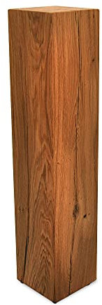 ms factory Holzblock Eiche Massiv - Handgefertigter Holzklotz - Rustikale Holzsäule - Beistelltisch Hocker Dekosäule - 15 x 15 x 90 cm