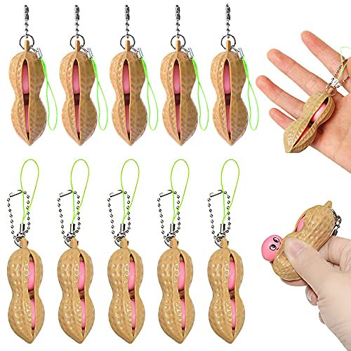 ZoneYan 10 Pcs Bohne Spielzeug, Squeeze Bean Toy, Squeeze Bohne, Anhänger Erdnuss, Anti-Stress Bohne, Drücken Eine Bohne, Bohnen Fidget Toy Set, Edamame Spielzeug