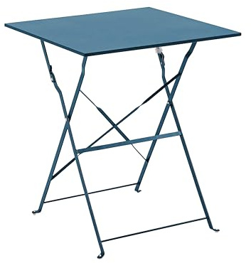Oviala Gartentisch, zusammenklappbar, Bistrotisch, aus Stahl, 60 cm, Pacific Blau