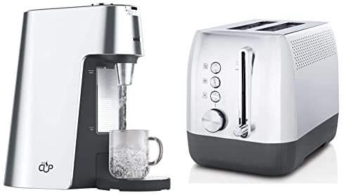 Breville VKT111 HotCup Hot Water Dispenser,2.0 Litre, Silver & Edge Deep Chassis 2-Slice Toaster | Toasts All the Way to the Top | Brushed Stainless Steel [VTT981]