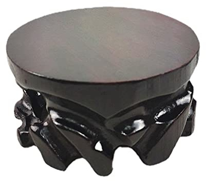 Anawakia Wood Base Display Stand Bonsai Wooden Pedestal Teapot Pedestal Tray Popular Stone Ornament Display Stand Craft Bracket Teapot Base Oriental Vase Stand (Round,11cm)
