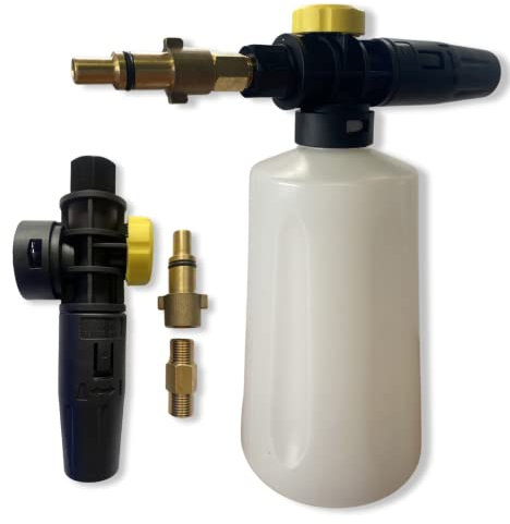 M&M Smartek Schaumkanone einstellbar Schaumlanze Schaumdüse Hochdruckreiniger Injektor Seifenspender Autowäsche kompatibel mit Kärcher Nilfisk Lavor B&D Bosch Kränzle 0,7L (#7 Nilfisk KEW Bajonett)