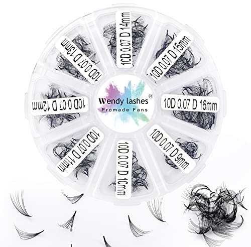 Wimpern Extension Fächer Fertige Wimpernfäche 10D 500 Stück 9-16mm D Curl 0,07mm Fertig Volumen Wimpern Fächer Premade Volume Fans Wimpern Extension(500-10D-0,07-D-9-16)