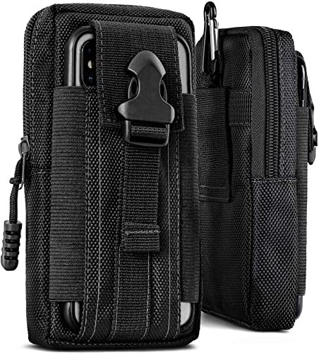 ONEFLOW Survival Case für iPod Touch 4G Handy Gürteltasche aus Nylon mit Karabiner, Taktische EDC Tasche mit Gürtel Halterung, Etui Handyhülle Outdoor Handytasche, Schwarz