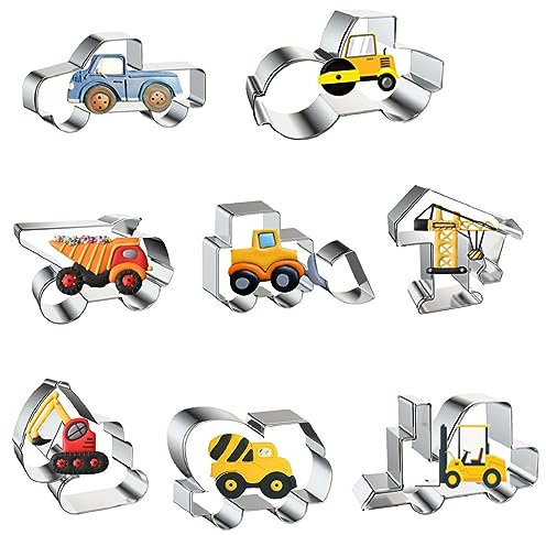 Konstruktion Ausstechform Set, 8 Stück Bagger Digger Traktor Keksausstecher Plätzchen Ausstecher Edelstahl Ausstechform Plätzchenausstecher Keksschneider DIY Fondant Cookie Cutter Set
