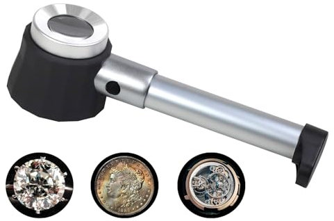 Exporee Lupe 45X, Lupen Edelstahl Einschlaglupe Juwelier Lupe Schmuck Lupe Lupe für Münzen Lupe Briefmarken