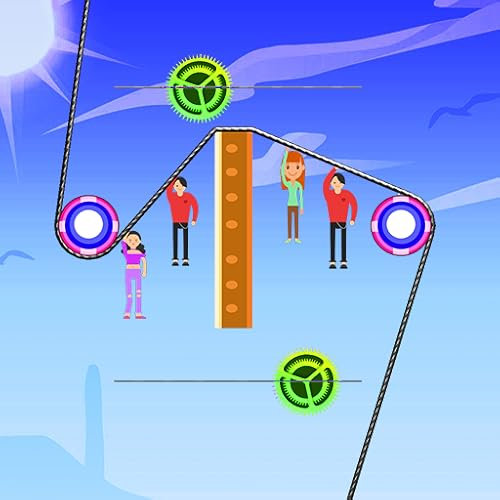 Zipline Rope Rescue Puzzle: Crowd Count Runner Rescue Master Ropes Tangle 3D - Draw Rope Path Rescue People Rope Puzzle Game