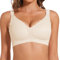 Joyshaper BH Damen Ohne Bügel Push Up Mit Spitze Gepolstert BH V Ausschnitt Bra Bequemer Bralette Cremefarben,L