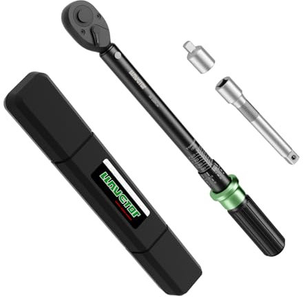 LLAVETOR 3PCS Clé Dynamométrique 1/2, 20-220 NM Clé Dynamométrique Voiture y Moto avec Fenêtre de visualisation, avec 125mm Barre d'extension, Adaptateur 1/2 à 3/8 pour Remplacer les Auto Pneus