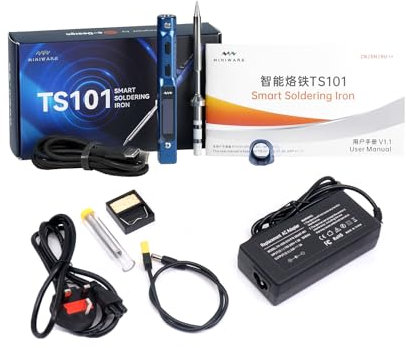 TOOLSAVING TS101 Soldering Iron Kit I Solder Tip TS100 New Upgraded PD 90W DC 65W Original Smart Digital Welding Tool Mini Portable Fast Heating Adjustable Temperature USB Type C Blue Set