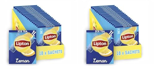 Lipton | Eistee Pulver Zitrone | Sommerliche Eisteevariante | in Pulverform zum Selbstzubereiten | 18x Sachets (Packung mit 2)
