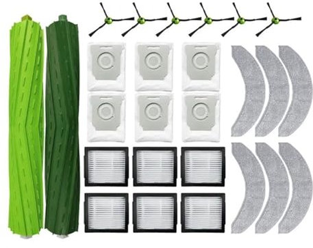 CUTSUGOK Compatible avec IRobot Roomba Combo J7+ / J9+ Rouleau Brosse latérale Sac à poussière Chiffon de vadrouille Robot Aspirateurs Accessoire de Remplacement Pièce de Rechange(Set S)