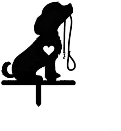 Yhenlovtt Statuettes de jardin en métal pour chien, piquet de jardin en fer, décoration extérieure amusante et élégante pour les amoureux des chiens, pour décoration de pelouse extérieure panneau de