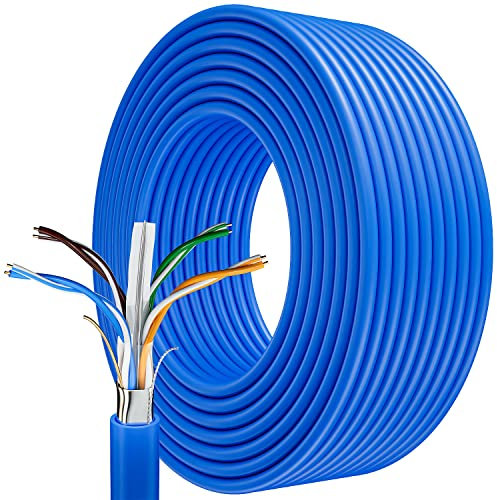 Cavo Ethernet 75 Metri, Cat6 Schermato Cavo LAN 75m Lungo Esterni Impermeabile Cavo di Rete, 1000Mbps 550MHz FTP Anti-interferenza Cavo Internet, 24AWG Gigabit Alta Velocità Cavo Patch
