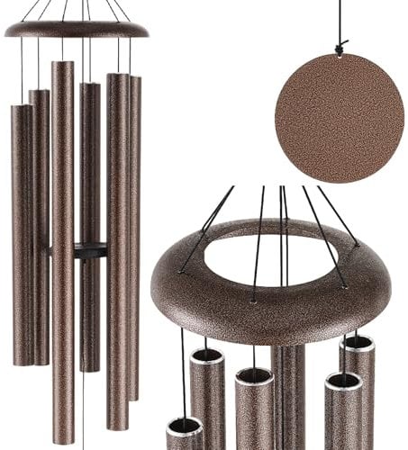 VEVOR Windspiel, 127 cm, Windspiel mit tiefem Ton und 6 Röhren, einzigartiges großes Gedenk-Windspiel zum Jahrestag, tolle Außendekoration für Terrasse, Veranda, Garten und Hinterhof, Kupferader