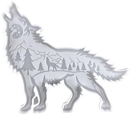 Wolf Silikonform - Silikonform Epoxidharz mit Tierdesign | Weihnachtsschmuck Form Wolf mit Mond, Berg und Baum, dekorative Form