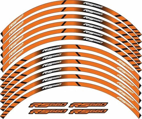 YYTEMD Randaufkleber abziehen Motorradzubehör-Radaufkleber Reflektierende Radaufkleber Abziehbilder Reflektierende Felgen Für Aprilia RS660 RS 660(Style 2)