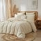 Luofanfei Baumwolle Muslin Bettwäsche 135x200 Beige Renforce Uni Sommer Kühlende Bettwäsche Set Boho Weiche Bettbezug Knitterlook Bügelfrei mit Reißverschluss und Kissenbezug 80x80cm