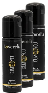 Loverelia Cum4you künstliches Sperma Gleitgel – Spermaähnliche Konsistenz für realistische Creampie-Effekte – Hybrides Gleitgel in Sperma-Optik auf Wasser- & Silikonbasis – 3x100ml – Made In Germany