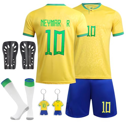 Sidesea Fussball Trikot Kinder, Fußballtrikot mit Fussball Socken Kinder, Schienbeinschoner Kinder Fussball, Schlüsselanhänger Hause/Auswärts Fußballtrikot für Kinder Trikot Fussball Jungen