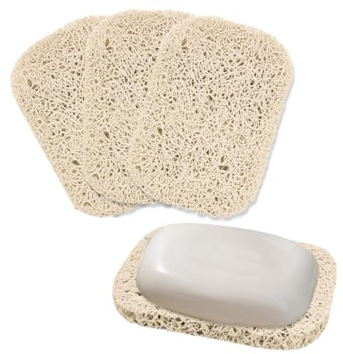 COYUN 3 Unidades MultiValue Almohadillas para Jabonera, Jaboneras para Pastillas de Jabon Antideslizante y Duradero con Forma de Bobina de Drenaje Base de Jabón para Guardar Jabón (Beige, 3)