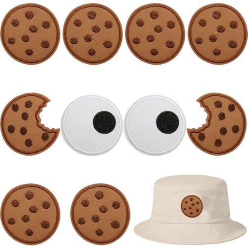 10 Stücke Keks Aufnäher Cookie Patches,Keks Patches Zum Aufbügeln,Aufnäher Gestickter,Cookies Stoffaufkleber Aufbügeln,Für Jacke,Jeans,Rucksack,Hut