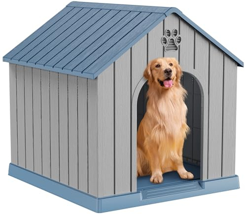 DRATO Large Dog House Indoor Outdoor, Blue, 38.62×36.26×38.07 in