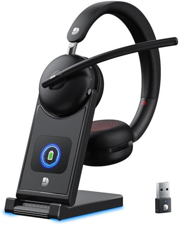 Dytole Wireless Headset with Mic for Work (Black)