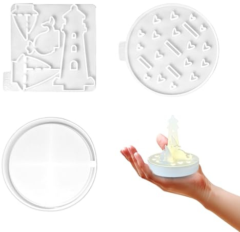 GYYXH Maritime Silikon Gießform Set 3 Stk. für DIY Epoxidharz Nachtlicht | 3 individuelle Formen mit genauen Maßen, antihaft Silikon, für Harz & Kerzenwachs, Herstellung von leuchtenden Meeresdeko