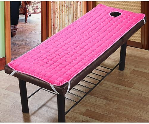 Massageliege Bezug 180x60 185x70 190x70 190x80 mit Gesichtsaussparung, Waschbarer Wattierter Baumwoll-Bezug mit Elastischem Gummizug for Massagebank und Spa(Rose,185x70cm/73x27in)